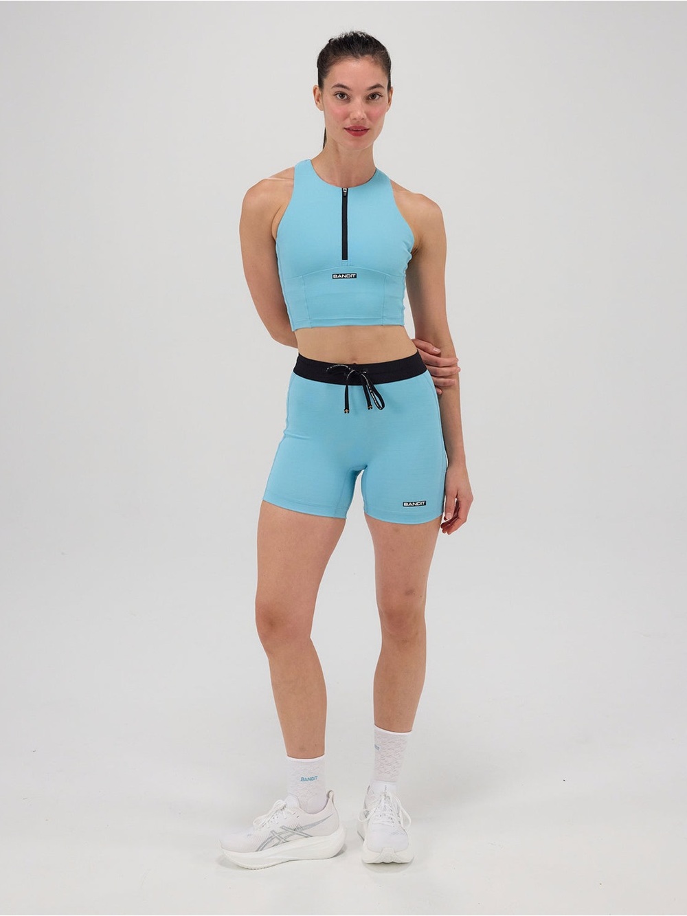 Bandit Running GRIDLOCK™ ZIP FRONT RACE CROP - VINTAGE BLUE - Picture 11 of 12